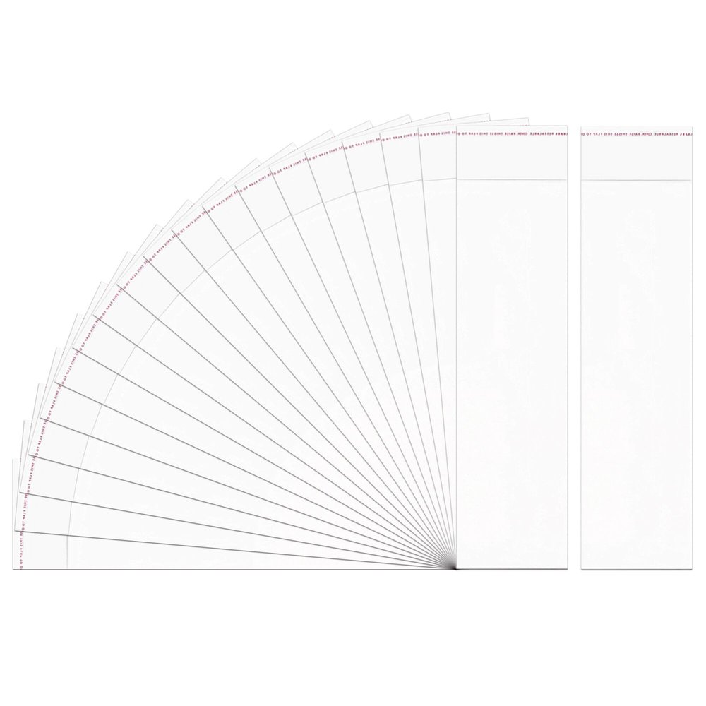 Doutop 100ct 3x11 Long Self Sealing Cello Bags Clear Cellophane Bags 1 Mil Resealable Poly Bags for Utensils Bakery Cookies Candy Christmas Gifts Necklace Jewelry