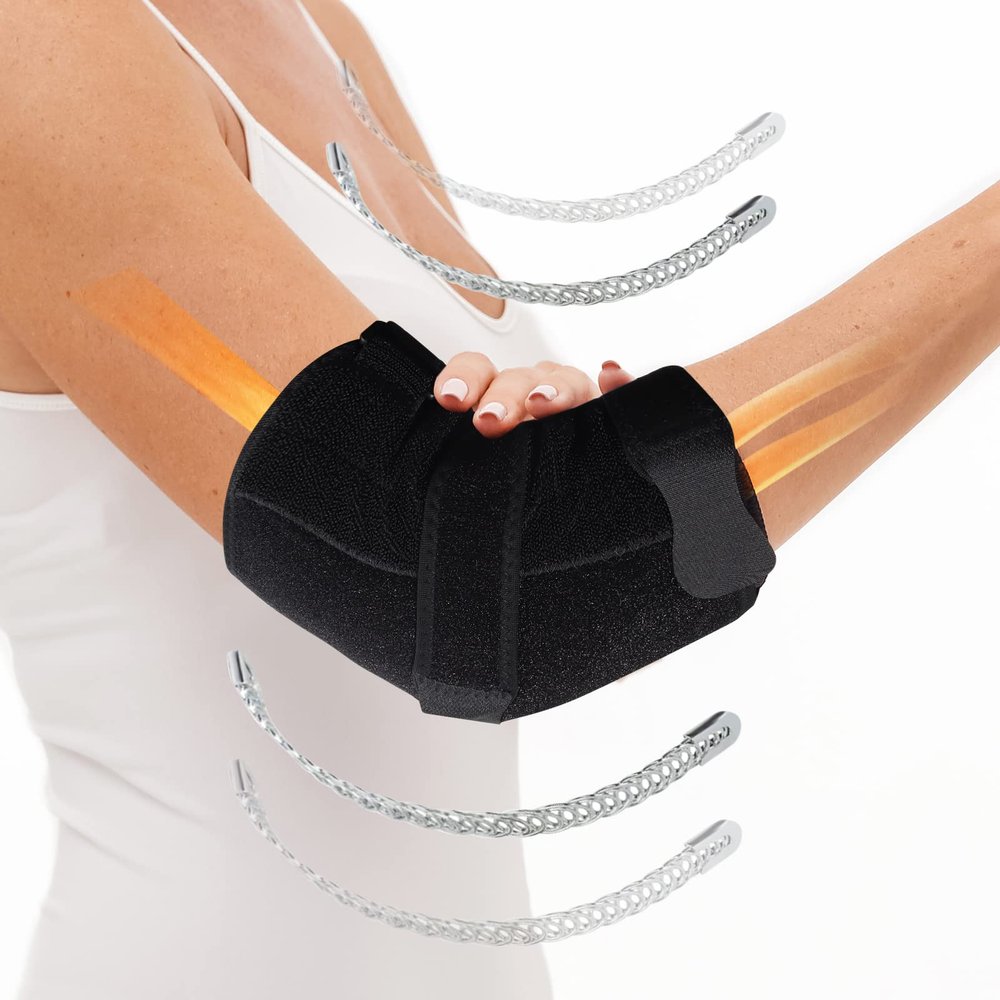 PEIZSON Elbow Splint Tendonitis Elbow Brace, Cubital Tunnel Syndrome Brace with 4 Removable Metal Spring Splint for Sleeping, Elbow Immobilizer for Ulnar Nerve Entrapment, Golfers Elbow (L/XL)