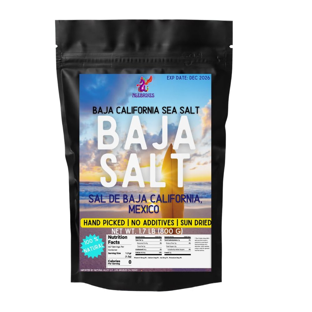 Alebrixes - Premium Baja California Sea Salt 1.7Lb (800g) | Unrefined 100% Natural Sea Salt | Imported from Baja California, Mexico