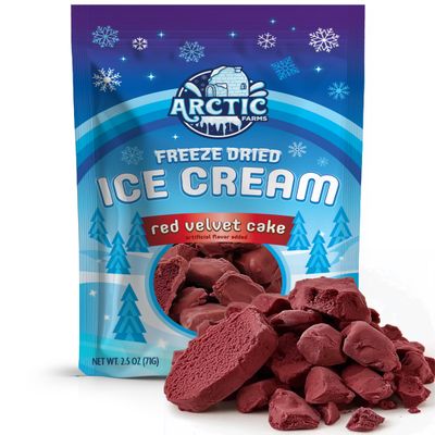 Arctic Farms Freeze Dried Ice Cream Bits Bagged and Boxed - Does Not Melt (Red Velvet Cake)