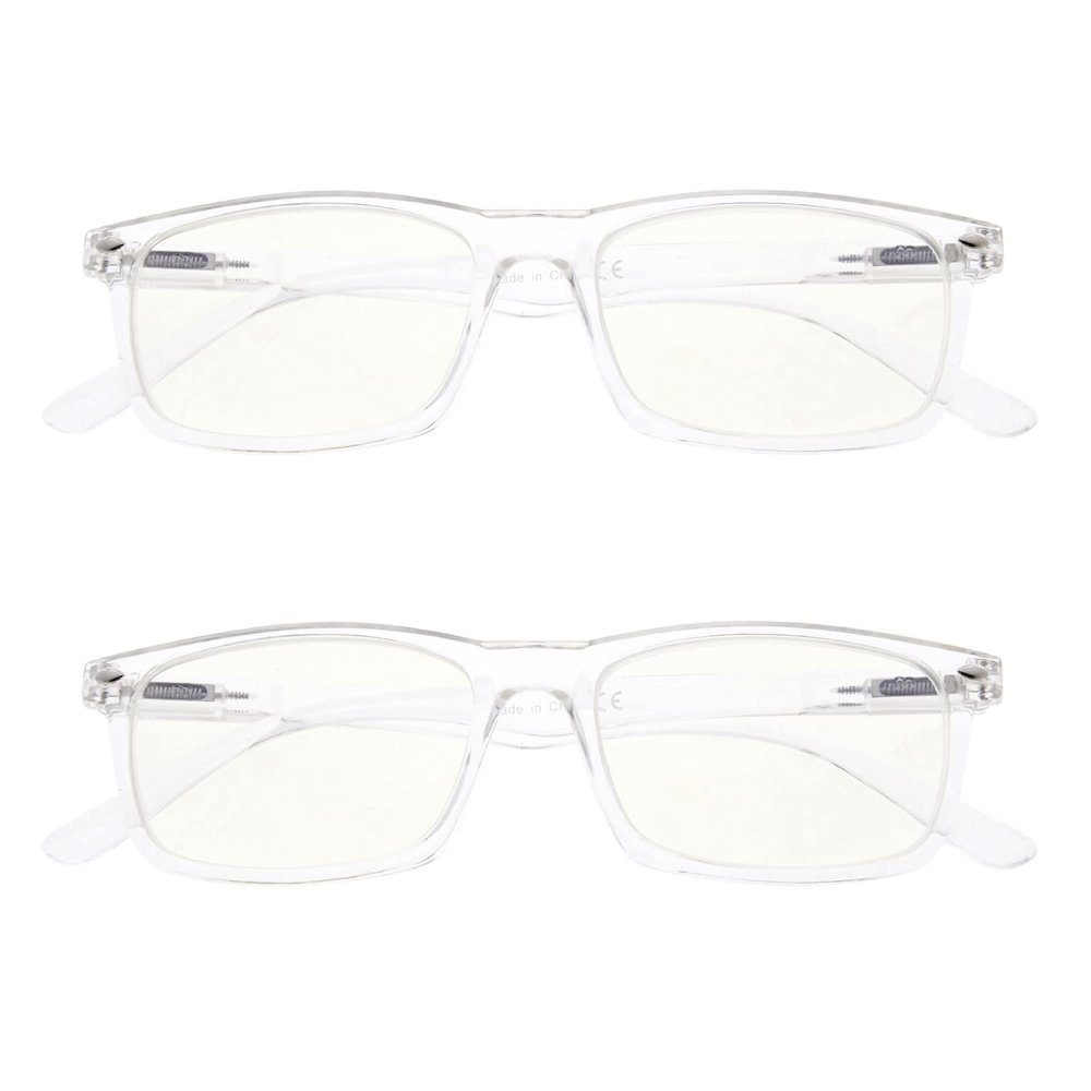 Eyekepper 2 Pack Computer Reading Glasses Blue Light Blocking Readers for Men Women, Transparent