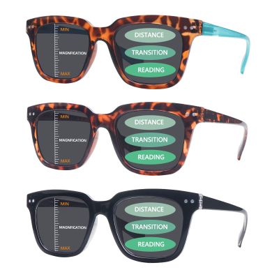 fadbon 3 Pack Progressive Multifocus Reading Sunglasses for Women Men UV Protection Multifocal Top Clear Trifocal Sun Readers (3c, 2.75, multiplier_x)
