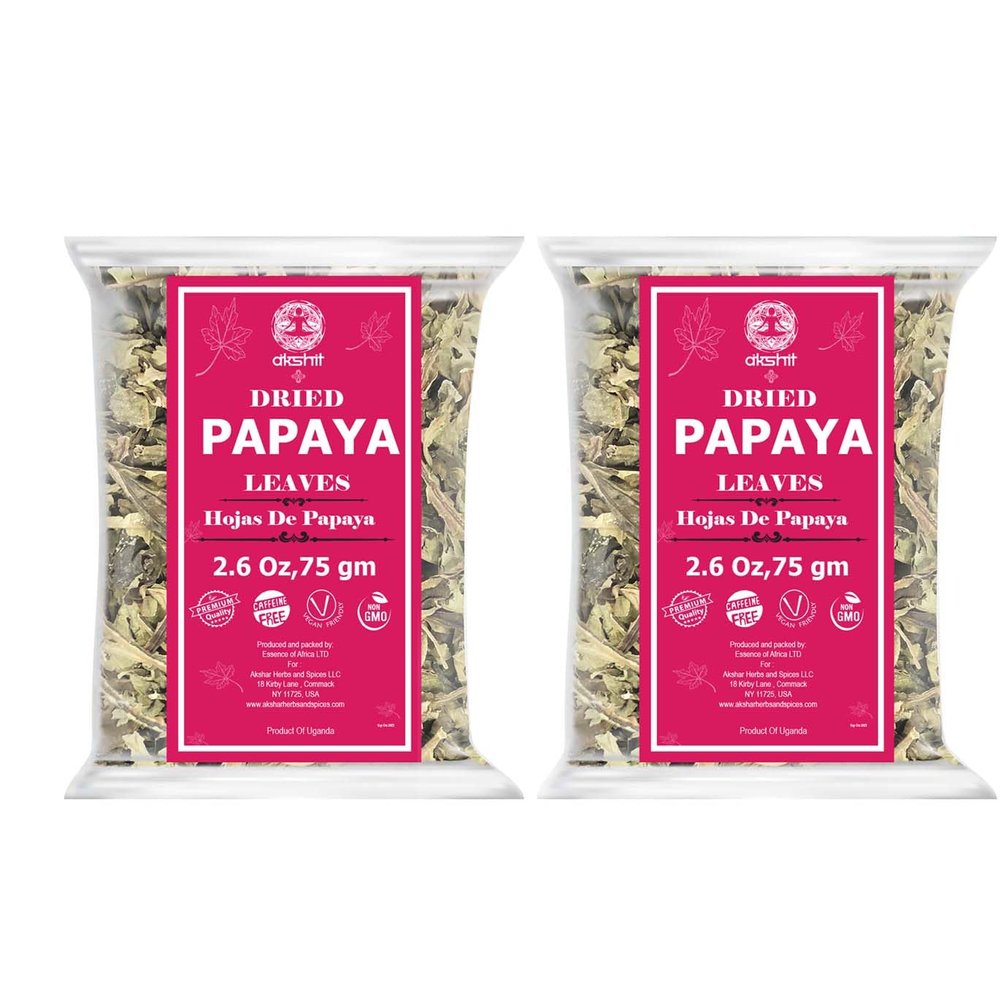 5.2oz Papaya Leaves Dried, Papaya Leaf Tea, Made from Green Leaves, No Additives, Non-Gmo, Gluten-Free, Vegan. Makes 56+ Cups of Fresh Natural Tea. By Akshit