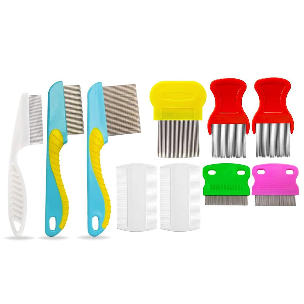 10 Pcs Lice Combs, Steel Teeth Double Sided Fine Tooth Hair Flea Comb, Removal Dandruff Louse Nit Grooming Tool for Head Treatment Pets Kids Adults
