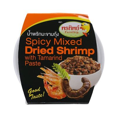 Pornthip Brand, Spicy Mixed Dried Shrimp with Tamarind Paste 50g X 4 Packs