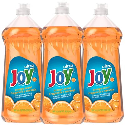 Joy Ultra Orange Dishwashing Liquid Soap, Grease Cutting Powerful Cleaning Agent, Orange Scent, 30 fl oz (Pack of 3)