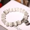 10mm White Green Purple Black Crystal Stone Beads Women's Bracelets Vintage Bracelet,White Opal view 1