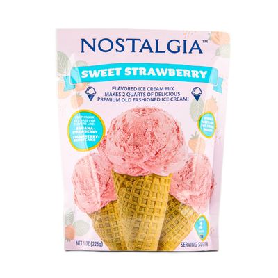 Nostalgia 2-Quart Homemade Premium Strawberry Ice Cream Starter Mix (8-Pack)