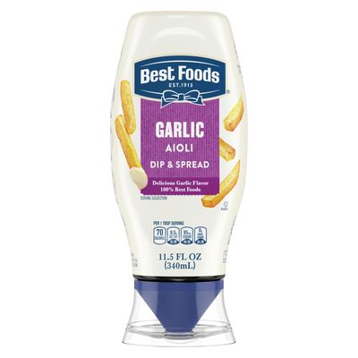 Best Foods Garlic Dip & Spread 12 Piece Garlic Aioli for French Fries, Sandwiches, Burgers & More Made With 100% Certified Vegan Ingredients 11.5 oz