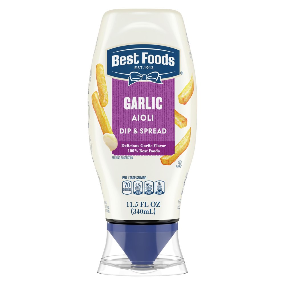 Best Foods Garlic Dip & Spread 12 Piece Garlic Aioli for French Fries, Sandwiches, Burgers & More Made With 100% Certified Vegan Ingredients 11.5 oz