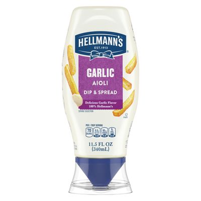 Hellmann's Garlic Dip & Spread 12 Piece Garlic Aioli for French Fries, Sandwiches, Burgers & More Made With 100% Certified Vegan Ingredients 11.5 oz