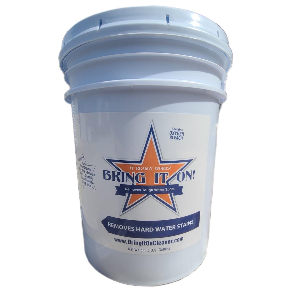 Bring It On Cleaner Hard Water Spot Remover 5 Gallon Pail | Industrial, Commercial, Janitorial | Shower Door Cleaner | Glass, Tile, Fiber Glass