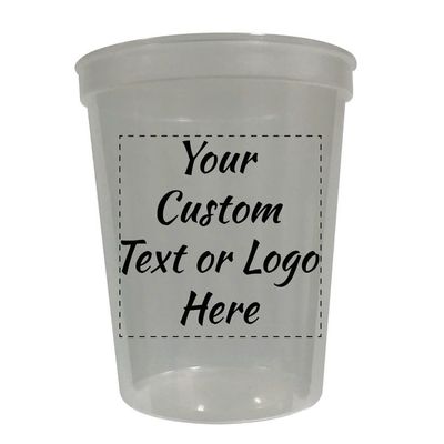 Custom Party Cups Personalized with your Logo or Message Bulk Order Case of 500 Reusable or Disposable 16 oz Plastic Stadium Cups - Clear