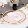 EcoQuality 13" inch Round Pink Plastic Charger Plates with Gold Rim - China Like Party Plates, Heavy Duty Large Disposable Dinner Plates, Reusable Salad Plate, Wedding, Catering, Dinnerware (44 Pack) view 2