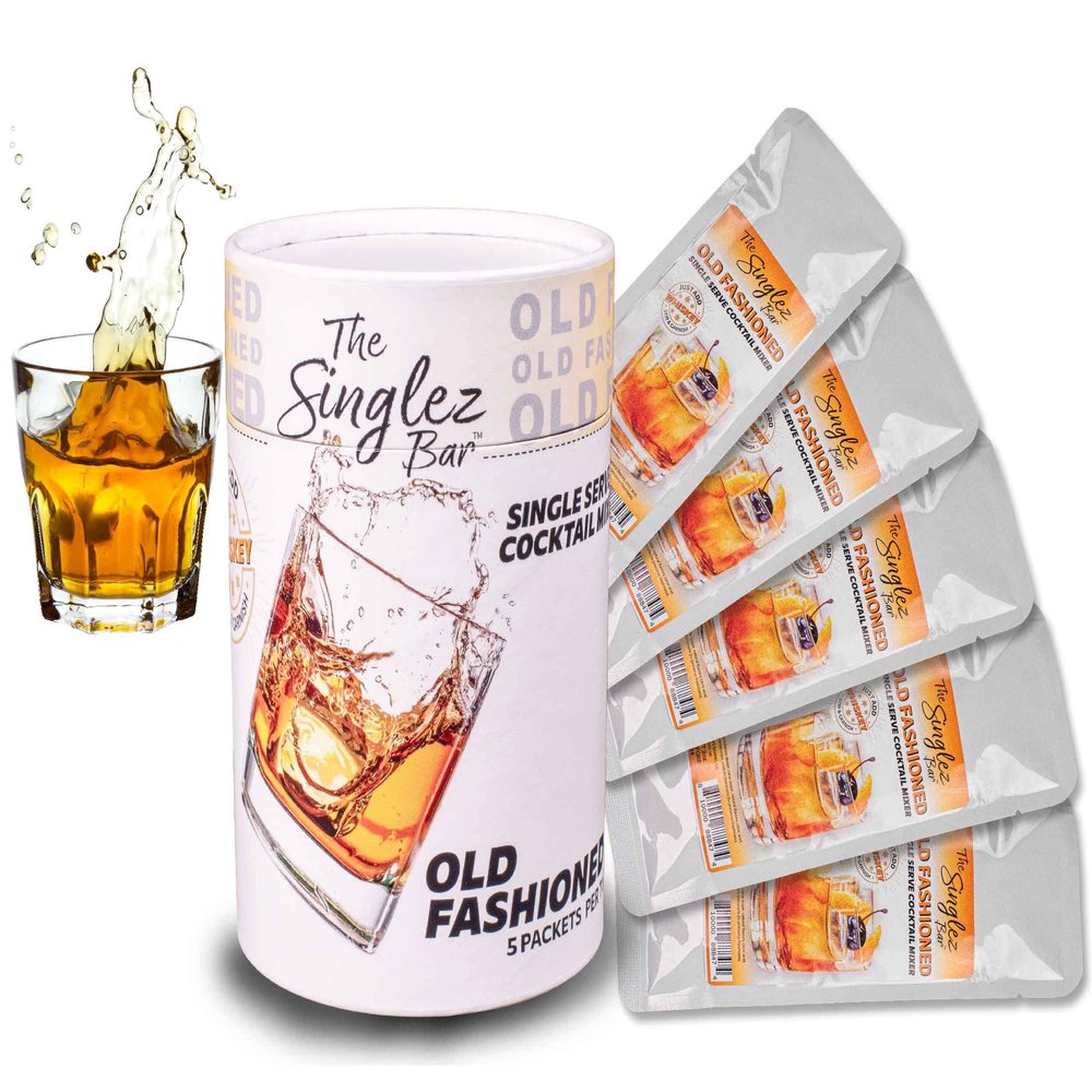 Singlez Bar Old Fashioned Mix (5 Pack) - Craft Cocktails Made Easy - Gluten-Free, Non-GMO, Low-Calorie - Just Add Your Favorite Bourbon or Whiskey - Ideal for Parties & Gifts for Men & Women