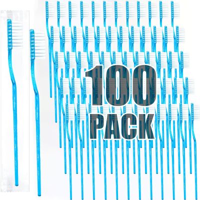 COCOBURI Disposable Toothbrushes with Toothpaste Adult Pre-Pasted Disposable ToothbrushTravel with Toothpaste Bulk Toothbrushes Waterless Toothbrush Individually Wrapped Mint-100Pcs