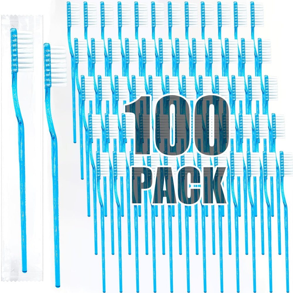 COCOBURI Disposable Toothbrushes with Toothpaste Adult Pre-Pasted Disposable ToothbrushTravel with Toothpaste Bulk Toothbrushes Waterless Toothbrush Individually Wrapped Mint-100Pcs