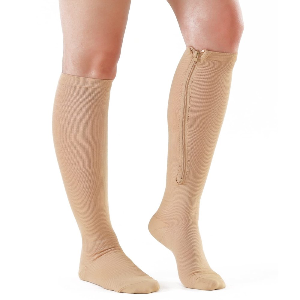 BOCOSO Medical Zipper Compression Socks 15-20mmHg for Women&Men, Knee High Compression Stockings
