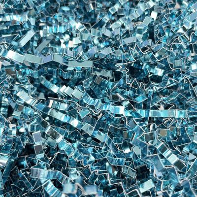 MMvolesy Crinkle Paper Shreds - 2LBS Blue Metallic Gift Filler for Gift Wrapping, Baskets, Boxes | Eco-Friendly Easter, Christmas, Birthday Decoration | Bulk Basket Stuffing for Crafts & Party Decor