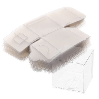 50pcs Clear Boxes for Favors, 2x2x2 Inches Plastic Boxes, Transparent PVC Candy for Thanksgiving, Christmas, Wedding, Party, Birthday