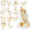 12 Pcs Acrylic Lady Face Cake Topper Minimalist Art Happy Birthday Cake Toppers Women Wedding Cake Decoration for Wedding Birthday Party (Gold) view 1