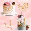 12 Pcs Acrylic Lady Face Cake Topper Minimalist Art Happy Birthday Cake Toppers Women Wedding Cake Decoration for Wedding Birthday Party (Gold) view 3