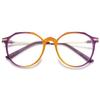 KOOSUFA Stylish Round Reading Glasses +4.00 Blue Light Blocking Women Men Polygon Metal Legs Computer Readers Eyeglasses, 1x Yellow purple view 1