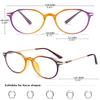 KOOSUFA Stylish Round Reading Glasses +4.00 Blue Light Blocking Women Men Polygon Metal Legs Computer Readers Eyeglasses, 1x Yellow purple view 2
