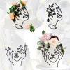 12 Pcs Acrylic Lady Face Cake Topper Minimalist Art Happy Birthday Cake Toppers Women Wedding Cake Decoration for Wedding Birthday Party (Black) view 3