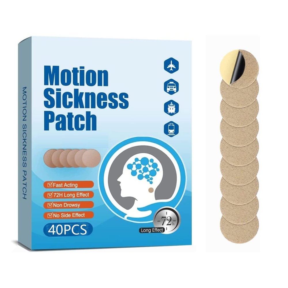 (2026 New) Motion Sickness Patches Non-Drowsy, 100% Natural Motion Sickness Patch(Efficient Lasts 72 Hours)-for Car Airplane Ship Altitude Sickness(Travel Essentials)-for Adults and Kids(40 Count)