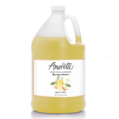 Amoretti - White Peach Lemonade Beverage Infusion, (10 lbs) - Drink Mix & Water Enhancer with Pump for Flavoring Cocktails, Waters, Teas, Mocktails, and other Beverages, Preservative Free, Gluten Free