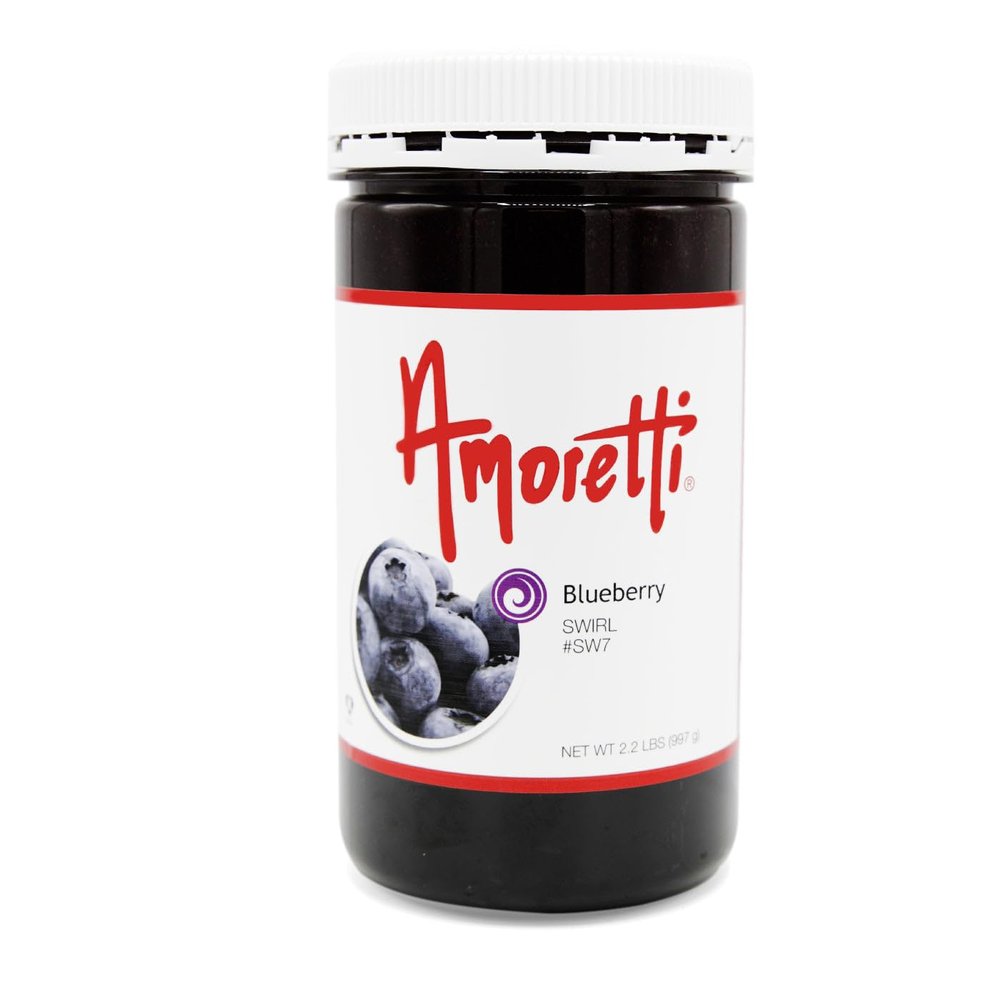 Amoretti - Blueberry Marbleizing Swirl 2.2 lbs, Drizzle over Pancakes, Waffles, Pastries, & Swirl Ribbons into Ice Creams, Cheesecakes, and Other Desserts, Made of Real Fruit, No Preservatives