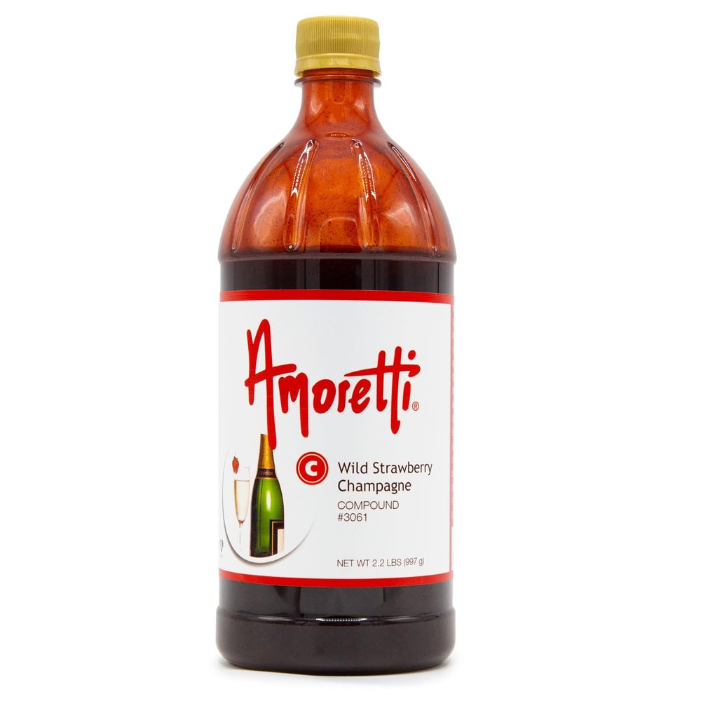 Amoretti - Wild Strawberry Champagne Compound 2.2 lbs - Natural Flavors, Shelf Stable Even After Opening, Certified Kosher, TTB Approved, Perfect for Baking Applications & Beverages