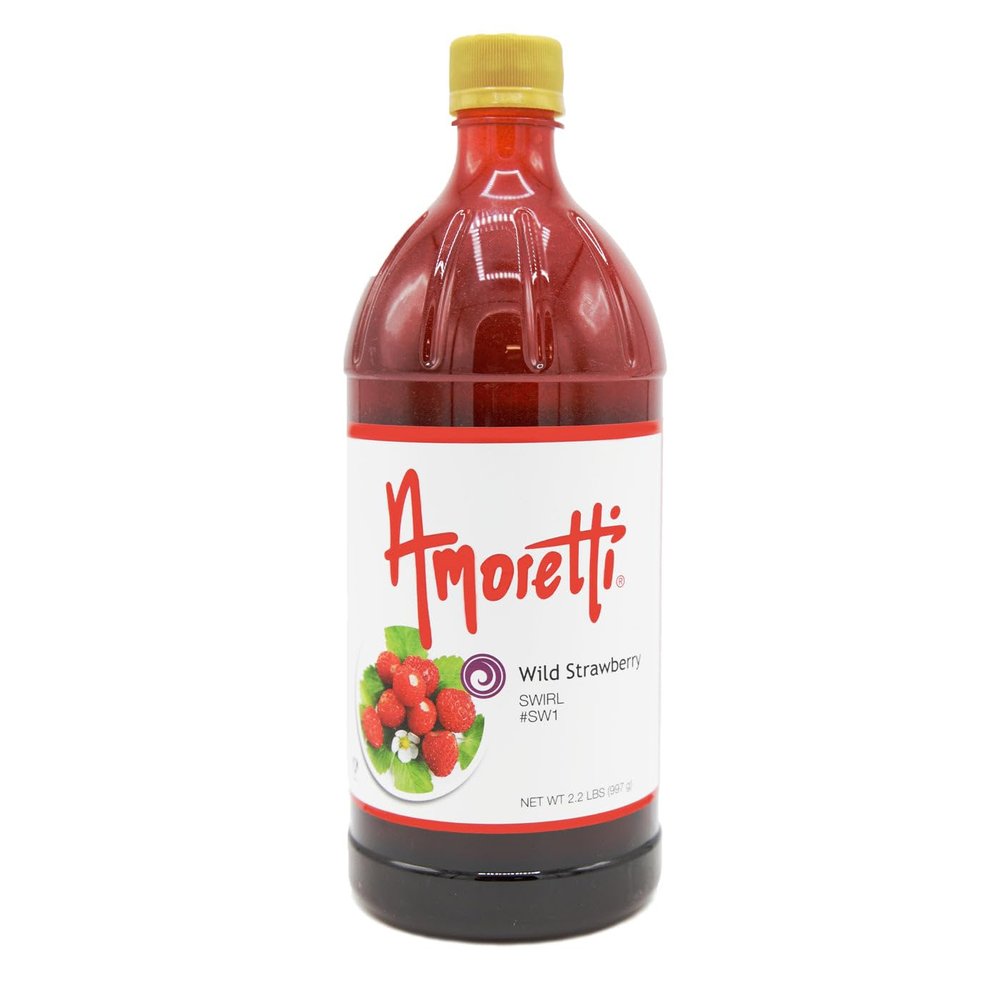 Amoretti - Wild Strawberry Marbleizing Swirl 2.2 lbs, Drizzle over Pancakes, Waffles, Pastries, & Swirl Ribbons into Ice Creams, Cheesecakes, and Other Desserts, Made of Real Fruit, No Preservatives
