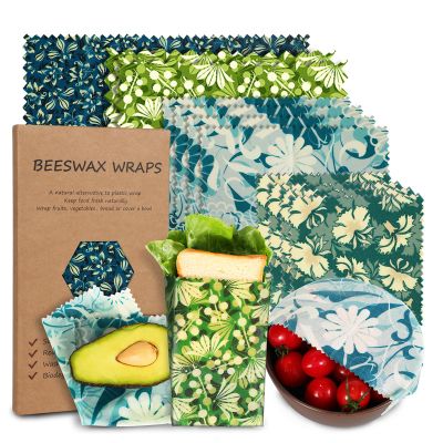 Reusable Beeswax Wrap, 11 Pack Eco-Friendly Beeswax Wraps For Food, Organic, Sustainable, Biodegradable, Zero Waste, Plastic-Free Food Storage (Flowers and Leaves)