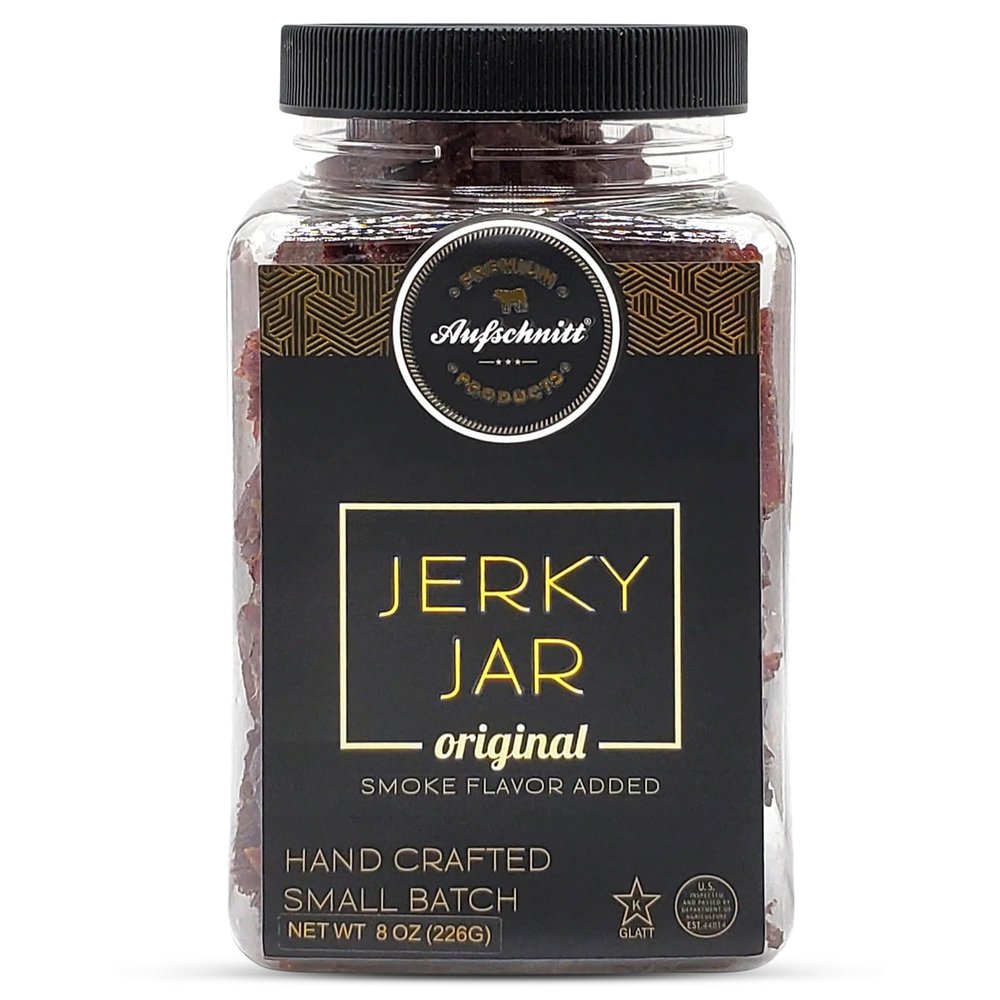 Aufschnitt Meats Beef Jerky Jar - Grass Fed Beef - Kosher and Keto Friendly - Gift Idea 8 oz Jar, Original