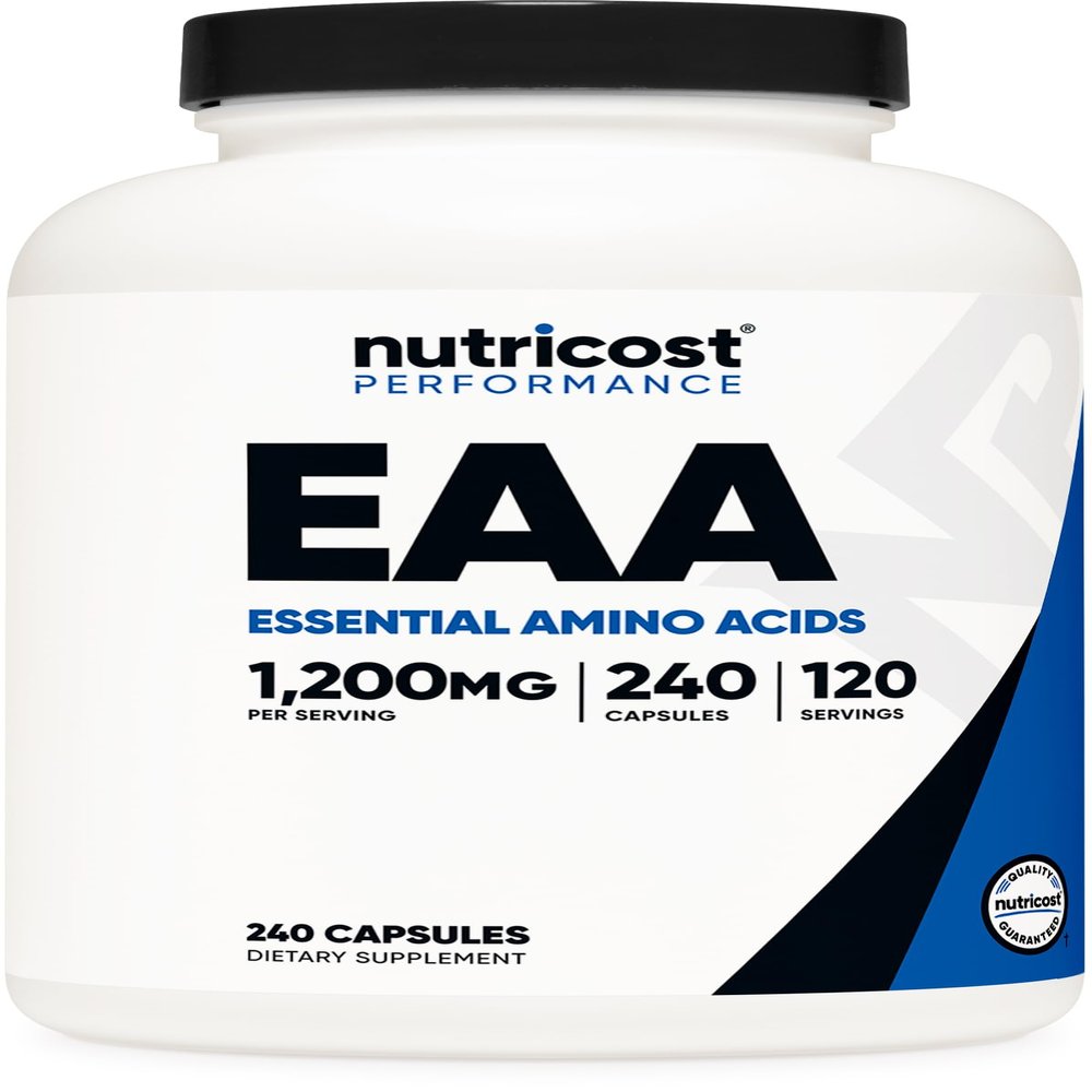 Nutricost EAA Capsules 1200mg, 240 Capsules - Essential Amino Acids, 120 Servings - Non-GMO, Gluten Free & Vegan