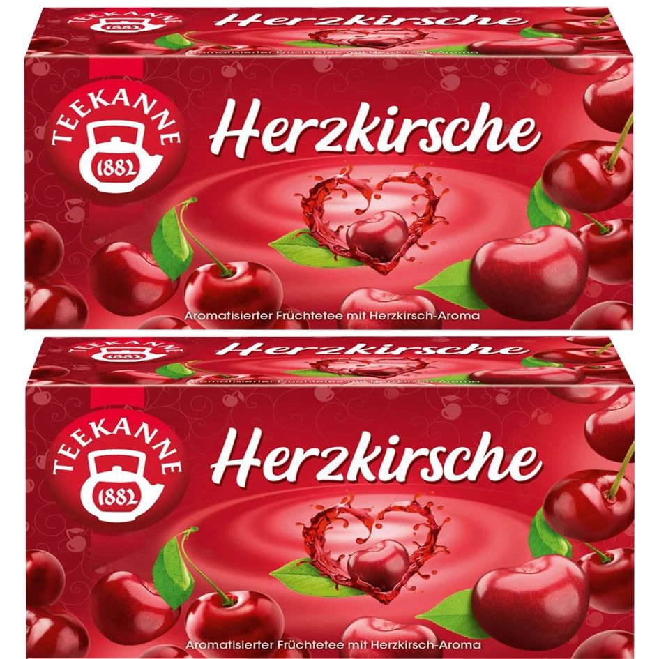 Teekanne - 2x Herzkirsche (Heart Cherry) Tea Bags 60g (Each Box is 20 Tea Bags)