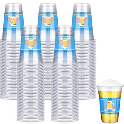 Dandat 200 Pcs 16 oz Oktoberfest Plastic Cups Bulk Disposable Clear Cups Beer Drinking for Oktoberfest Party Favors Home Supplies, Beverage, Beer, Juice, Wine