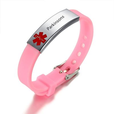 AMRECH Medical Alert Bracelets Parkinsons for Men Women Silicone Adjustable Medical ID Wristband to Carry Your Emergency Medical Information, Includes an Medical Card