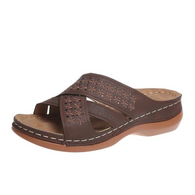 AOVIN Orthopedic Sandals Womens Fashion Orthotic Mat Sandals Thick Cushion Slippers with Comfortable Fasciitis Arch Support Sandals Orthopedic Sandals (Color : Brown, Size : 9 US)