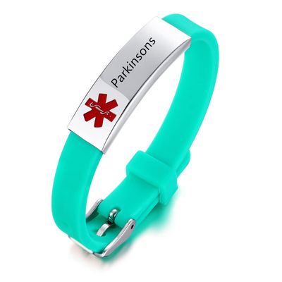 AMRECH Medical Alert Bracelets Parkinsons for Men Women Silicone Adjustable Medical ID Wristband to Carry Your Emergency Medical Information, Includes an Medical Card