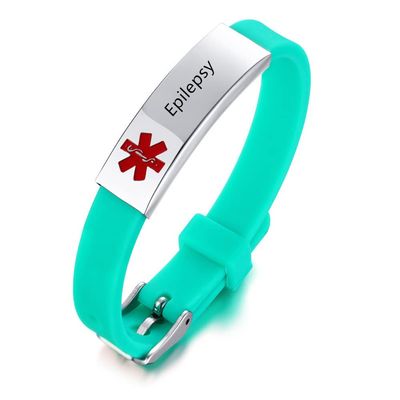 AMRECH Medical Alert Bracelets Epilepsy for Men Women Silicone Adjustable Medical ID Wristband to Carry Your Emergency Medical Information, Includes an Medical Card