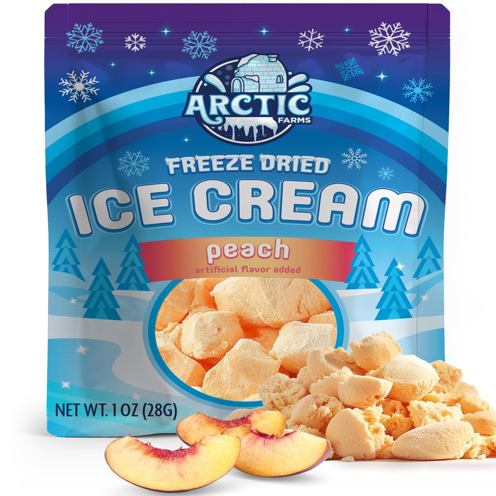 Arctic Farms Freeze Dried Ice Cream that Does Not Melt (Peach, 1 Ounce)