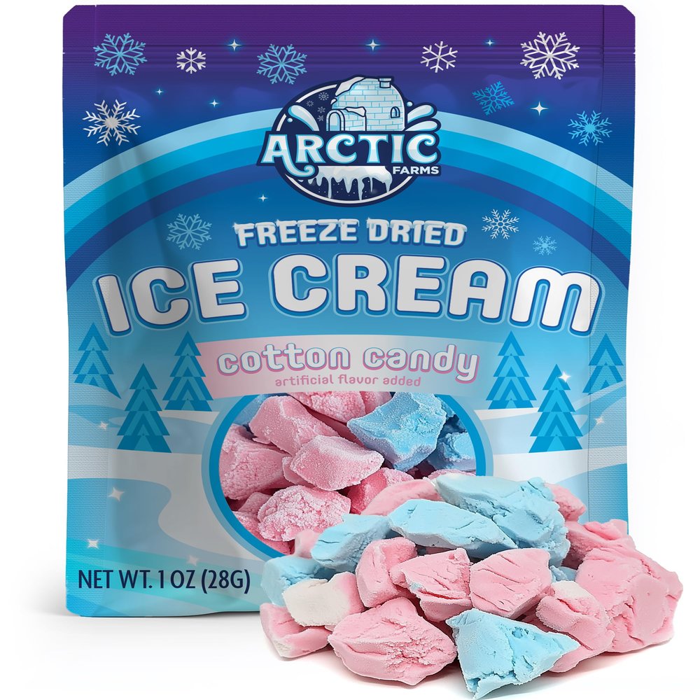 Arctic Farms Freeze Dried Ice Cream that Does Not Melt (Cotton Candy - Pink and Blue)