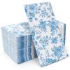 100 Pack Blue Floral Guest Hand Towels Disposable for Bathroom, Blue Floral Paper Napkins Decorative Spring Flowers Napkins for Bathroom Toilet Powder Room Holiday Wedding Bridal Shower view 1