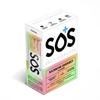 SOS Hydration Electrolyte Powder Sticks | Low Sugar Rapid Hydration | Keto Friendly (8 Servings, Rainbow Sherbet)