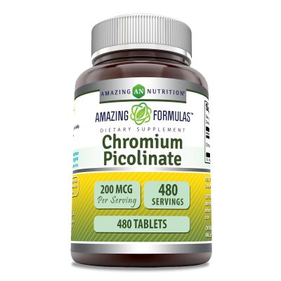 Amazing Formulas Chromium Picolinate Supplement | 200 Mcg Per Serving | Tablets | Non-GMO | Gluten Free | Made in USA (480 Count)
