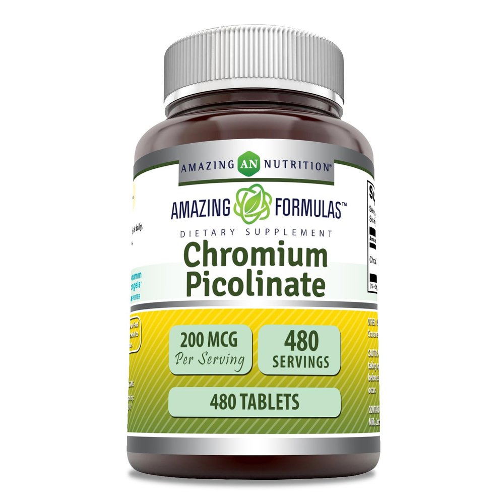 Amazing Formulas Chromium Picolinate Supplement | 200 Mcg Per Serving | Tablets | Non-GMO | Gluten Free | Made in USA (480 Count)