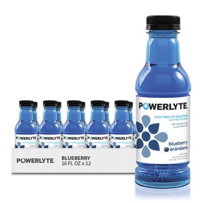 POWERLYTE Sport Hydration Electrolyte Solution Drink for Rehydration | Blueberry | 16 Fl Oz | 12-Pack